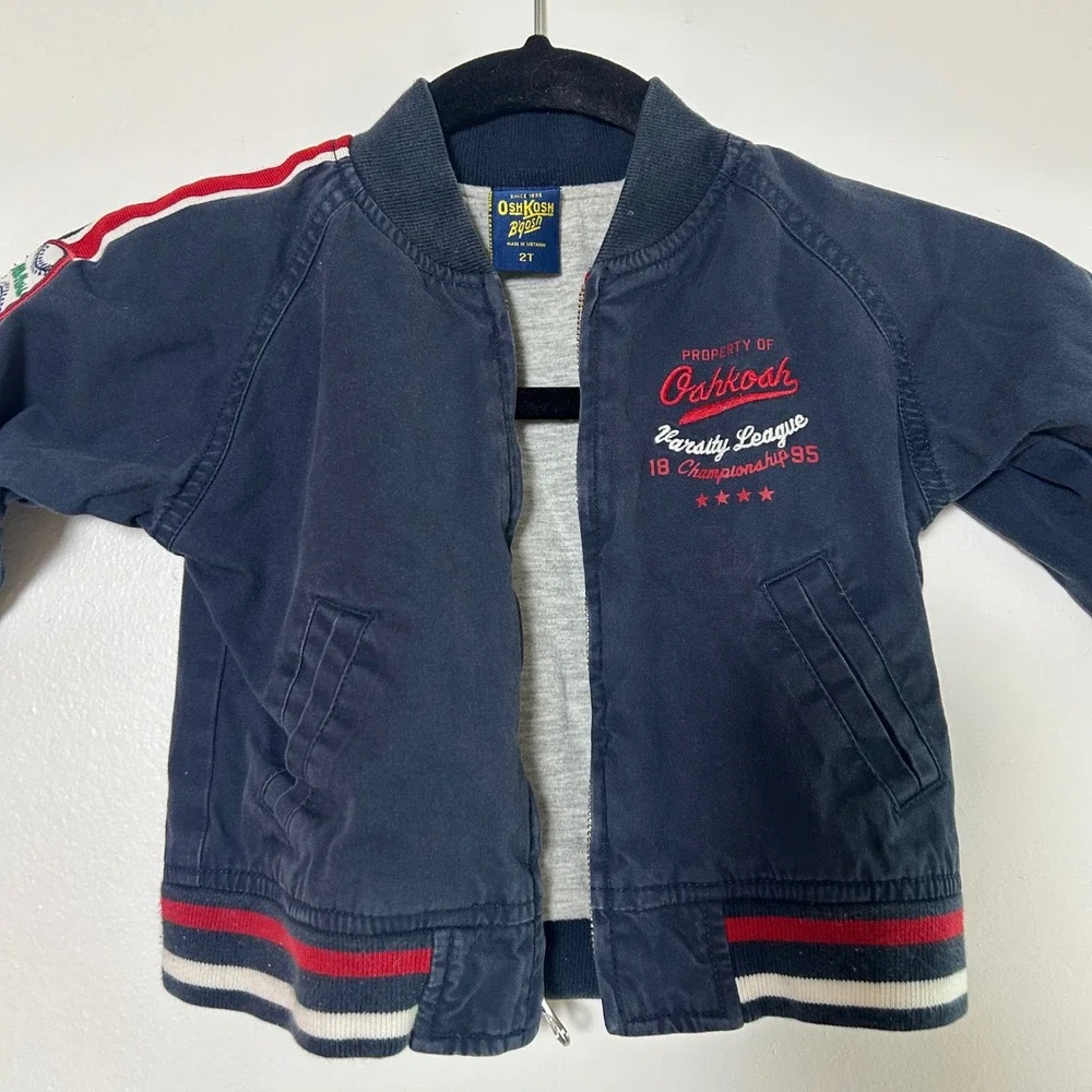 Vintage OshKosh B'gosh Kids Navy Varsity League Bomber Jacket Size‎ 2T